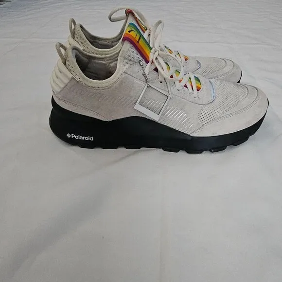 PUMA Men's Marshmallow &amp; Puma Black Limited RS-0 X Polaroid Collab Sneaker 11.5