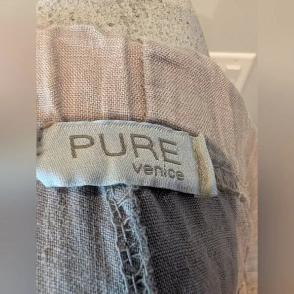 Pure Venice Harem Italian  Skirt - 100% Linen. Made in  Italy Approx Sz L Taupe