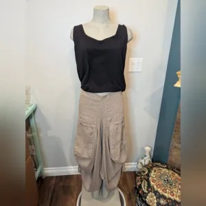 Pure Venice Harem Italian  Skirt - 100% Linen. Made in  Italy Approx Sz L Taupe