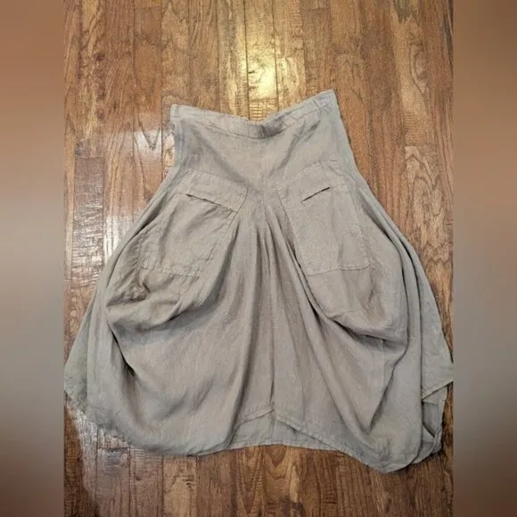 Pure Venice Harem Italian  Skirt - 100% Linen. Made in  Italy Approx Sz L Taupe