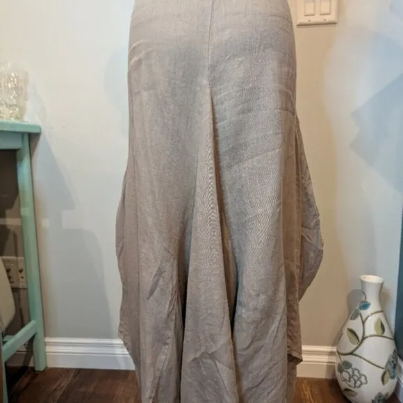 Pure Venice Harem Italian  Skirt - 100% Linen. Made in  Italy Approx Sz L Taupe