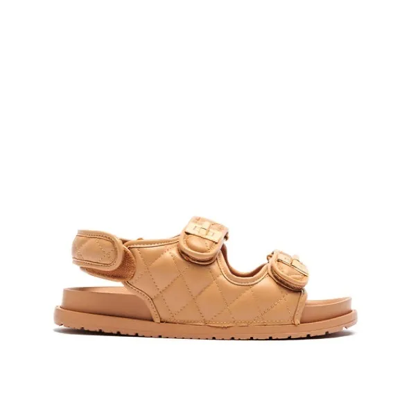 Qupid Strappy Velcro Tan Sandals
