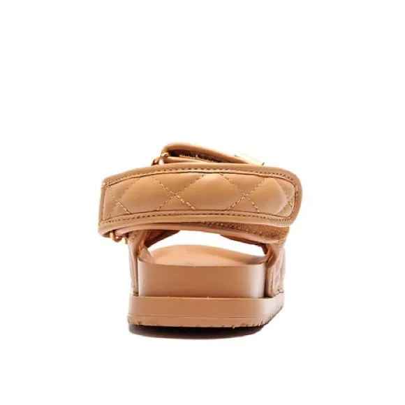 Qupid Strappy Velcro Tan Sandals