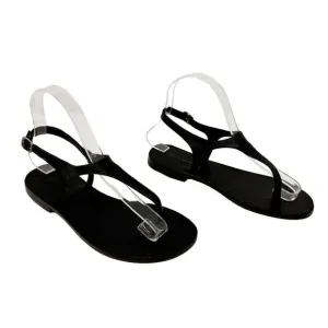 Rachel Comey Kolach Black Nappa Leather Strappy Flat Thong Sandal EU 36