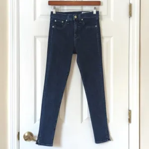 Rag &amp; Bone Classic Dark Wash High Rise 10 Inch Skinny Capri Side Slit Jeans 25