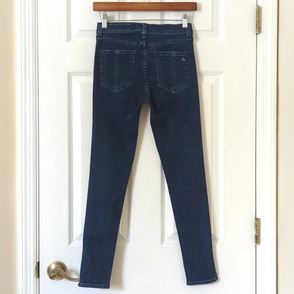 Rag &amp; Bone Classic Dark Wash High Rise 10 Inch Skinny Capri Side Slit Jeans 25