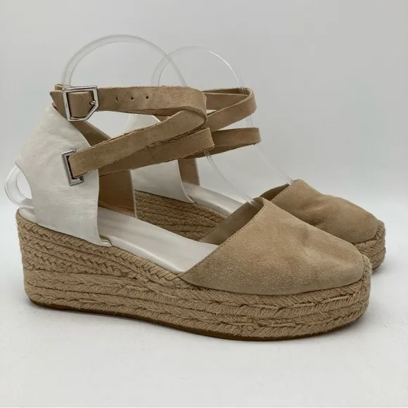 Rag &amp; Bone Kea Suede and Leather Platform Jute Espadrille