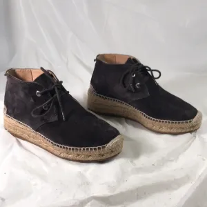Rag &amp; Bone New York Women’s Geneva Dark Brown Suede Platform Laced Espadrilles