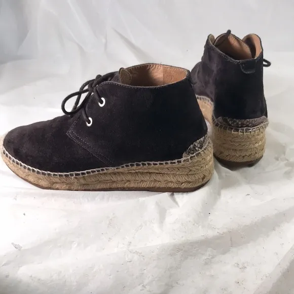 Rag &amp; Bone New York Women’s Geneva Dark Brown Suede Platform Laced Espadrilles