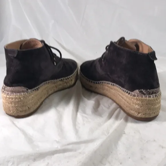 Rag &amp; Bone New York Women’s Geneva Dark Brown Suede Platform Laced Espadrilles