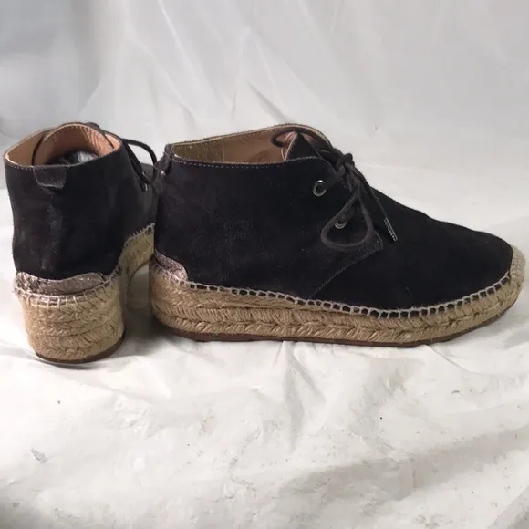 Rag &amp; Bone New York Women’s Geneva Dark Brown Suede Platform Laced Espadrilles