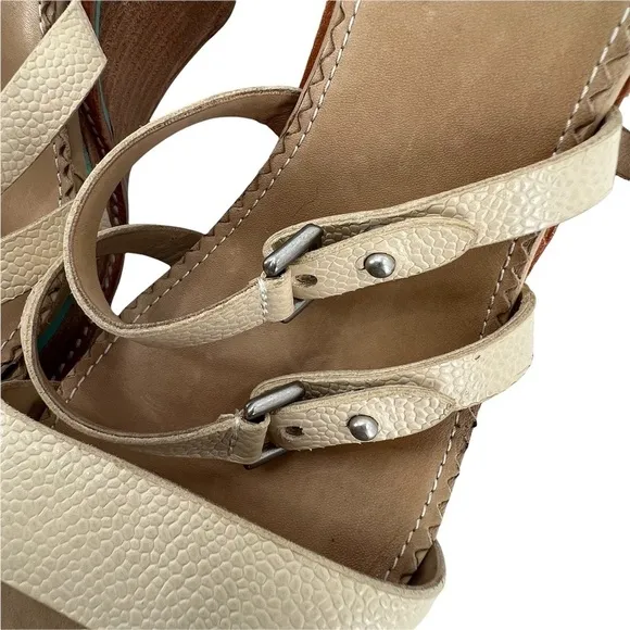 rag &amp; bone Tan Exclusive Wood Wedge Strappy Sandals Size 9 Women’s
