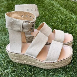 Rag &amp; Bone Tara Canvas Espadrilles Strappy Gladiator Platform Sandals Sz 39.5 EU