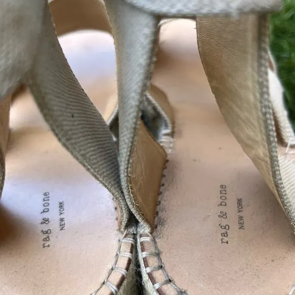 Rag &amp; Bone Tara Canvas Espadrilles Strappy Gladiator Platform Sandals Sz 39.5 EU