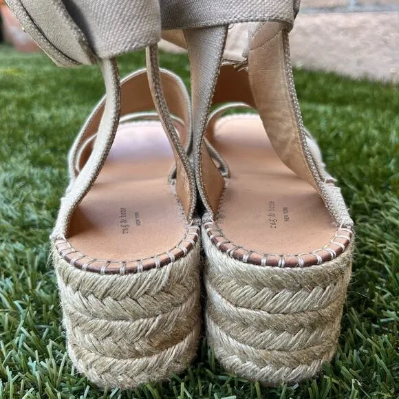 Rag &amp; Bone Tara Canvas Espadrilles Strappy Gladiator Platform Sandals Sz 39.5 EU