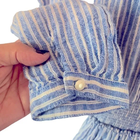 RAILS Jasmine Linen Dress in Azure Stripe Blue/White Size Small