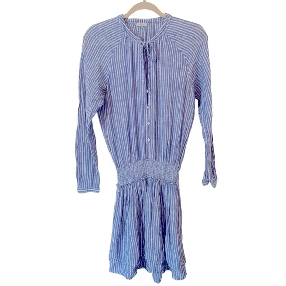 RAILS Jasmine Linen Dress in Azure Stripe Blue/White Size Small