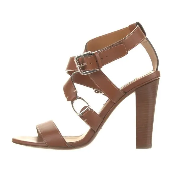 RALPH LAUREN Purple Label &quot;Landry&quot; Brown Strappy High Heel Sandals size 36B