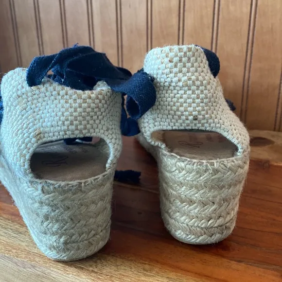 Ramoncinas lace-up wedge espadrilles. Rhinestone scull Sz 39 whimsigoth pirate