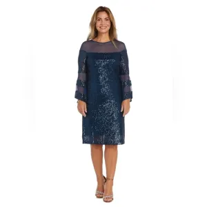 R&amp;M Richards Short Sequin Dress with Bell Sleeves