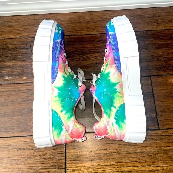 ☀️Rare Tiedye🌈sneakers Rainbow sneakers platform pride chunky sneakers
