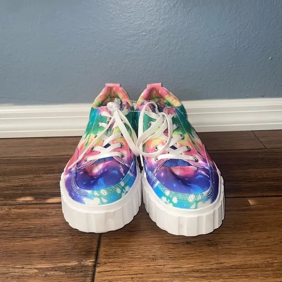☀️Rare Tiedye🌈sneakers Rainbow sneakers platform pride chunky sneakers