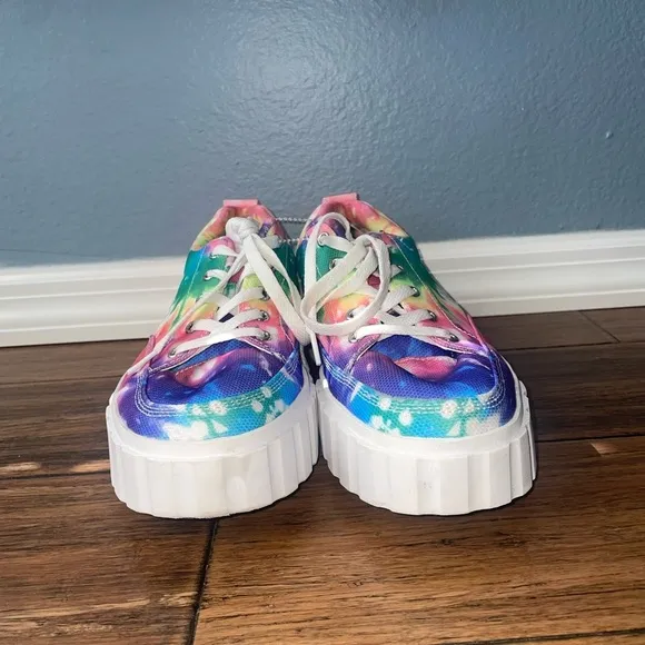 ☀️Rare Tiedye🌈sneakers Rainbow sneakers platform pride chunky sneakers