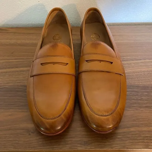Rawls San Penny Loafers Designer Handcrafted Tan Leather Classic New