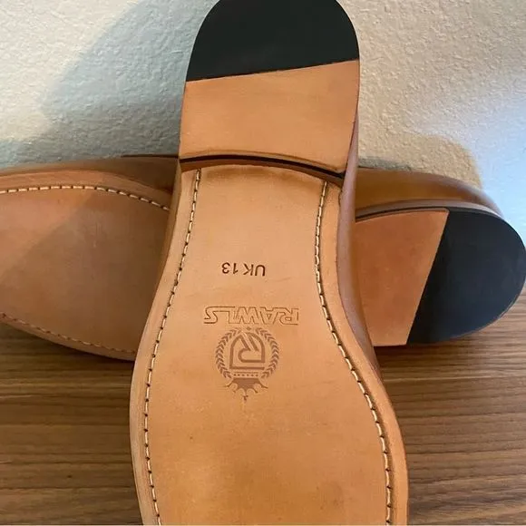 Rawls San Penny Loafers Designer Handcrafted Tan Leather Classic New