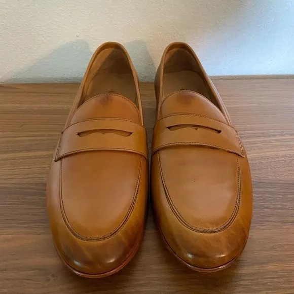 Rawls San Penny Loafers Designer Handcrafted Tan Leather Classic New