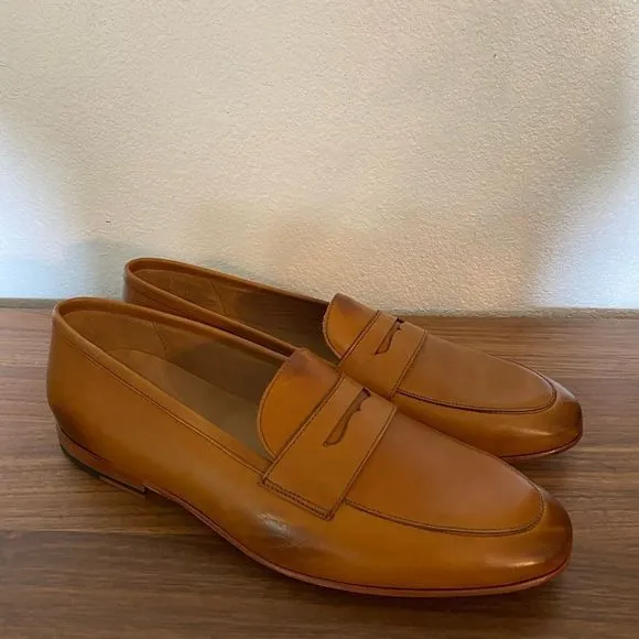 Rawls San Penny Loafers Designer Handcrafted Tan Leather Classic New