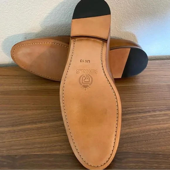 Rawls San Penny Loafers Designer Handcrafted Tan Leather Classic New