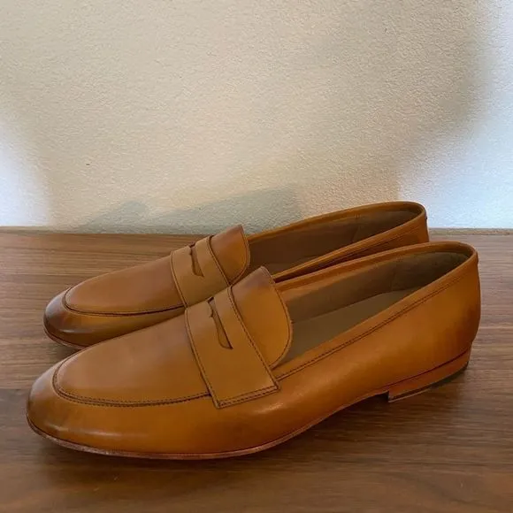Rawls San Penny Loafers Designer Handcrafted Tan Leather Classic New