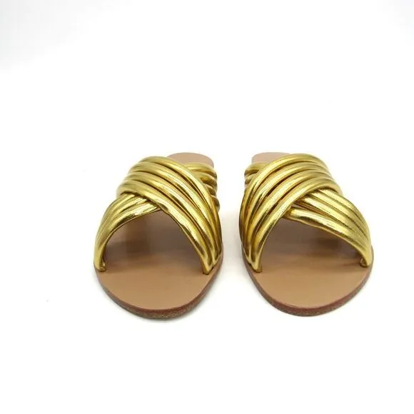 RAYE Ziggy Women's Flat Sandals in Tan and Gold SZ 6