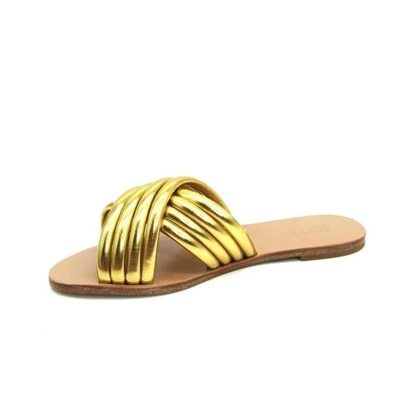 RAYE Ziggy Women's Flat Sandals in Tan and Gold SZ 6