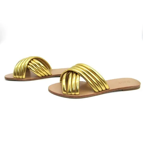 RAYE Ziggy Women's Flat Sandals in Tan and Gold SZ 6