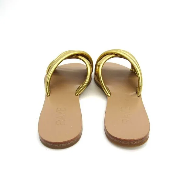 RAYE Ziggy Women's Flat Sandals in Tan and Gold SZ 6