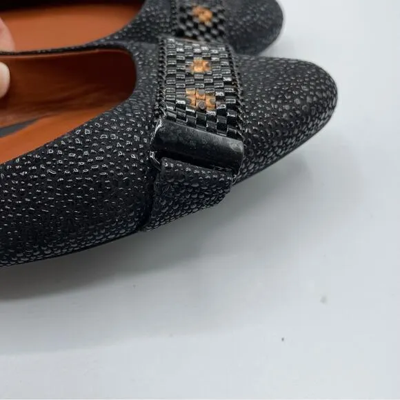 Rebecca Minkoff Black Pebbled Leather Pointed Toe Flats Womens 6 Slip On Preppy