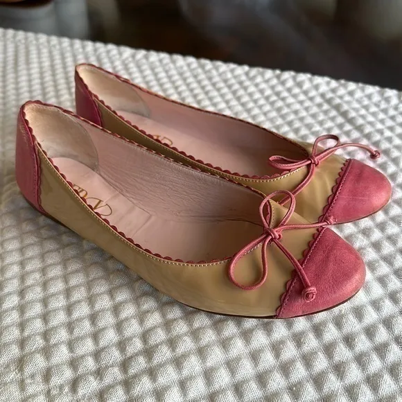 Red Valentino beige and pink ballet flats with bow 36.5 6.5