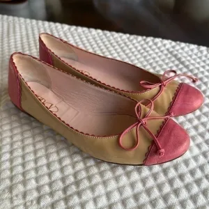 Red Valentino beige and pink ballet flats with bow 36.5 6.5