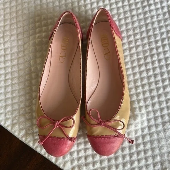 Red Valentino beige and pink ballet flats with bow 36.5 6.5