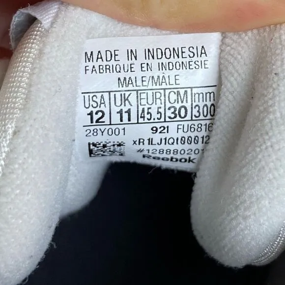 Reebok Classic White Sneakers Size 12