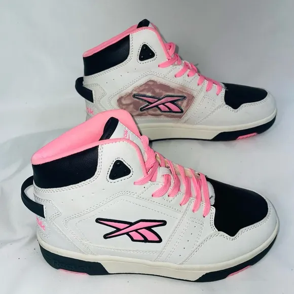 Reebok White and Pink High-Top Sneakers