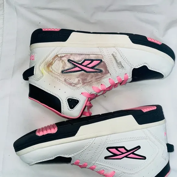 Reebok White and Pink High-Top Sneakers