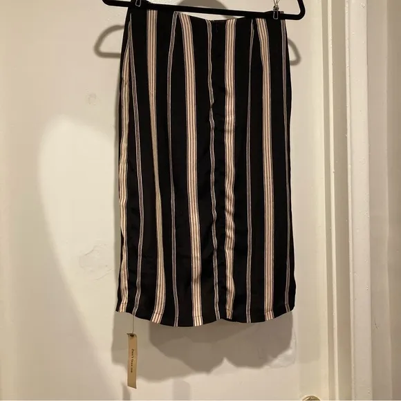 Reformation Gramercy Striped Knee Length Skirt With Slit Sustainable NWT!