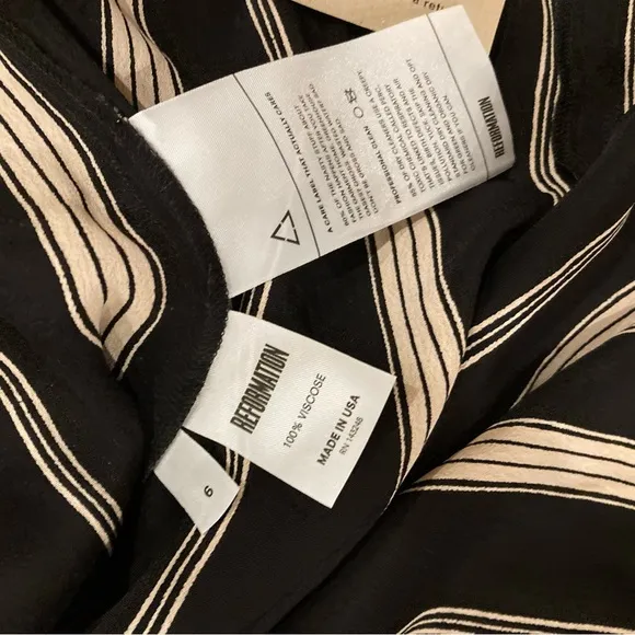 Reformation Gramercy Striped Knee Length Skirt With Slit Sustainable NWT!