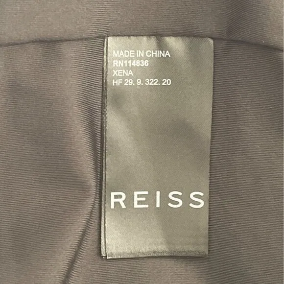 Reiss Dress Xena Strappy Open Back Black Women Sz 4 Midi Asymmetric Party $345