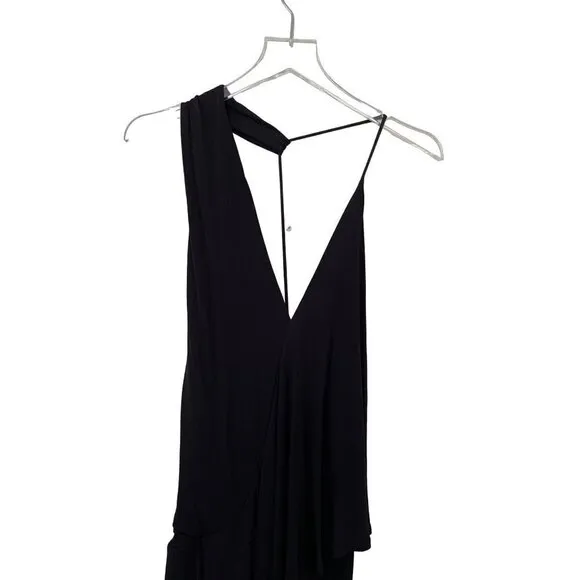 Reiss Dress Xena Strappy Open Back Black Women Sz 4 Midi Asymmetric Party $345