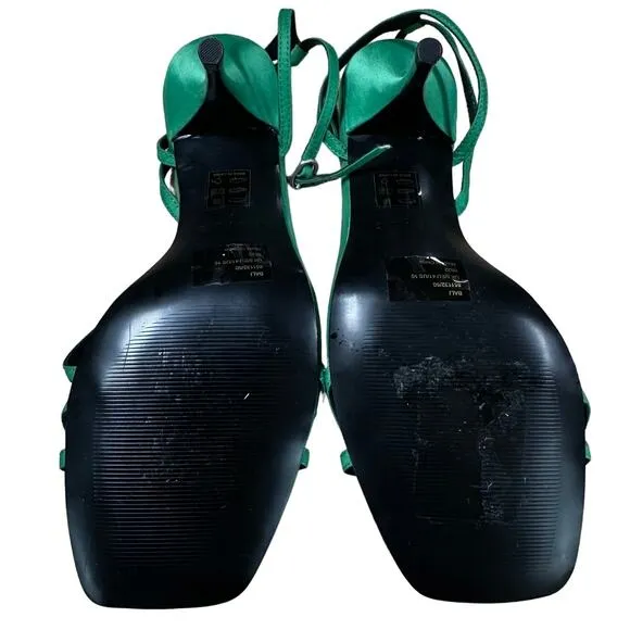Reiss Green Bali Mid Heel Strappy Sandals Women's Sz 41 US 10.5 New Without Box