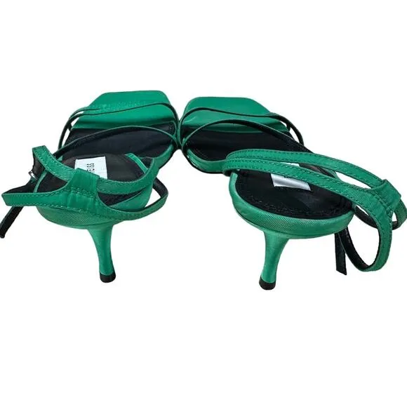 Reiss Green Bali Mid Heel Strappy Sandals Women's Sz 41 US 10.5 New Without Box